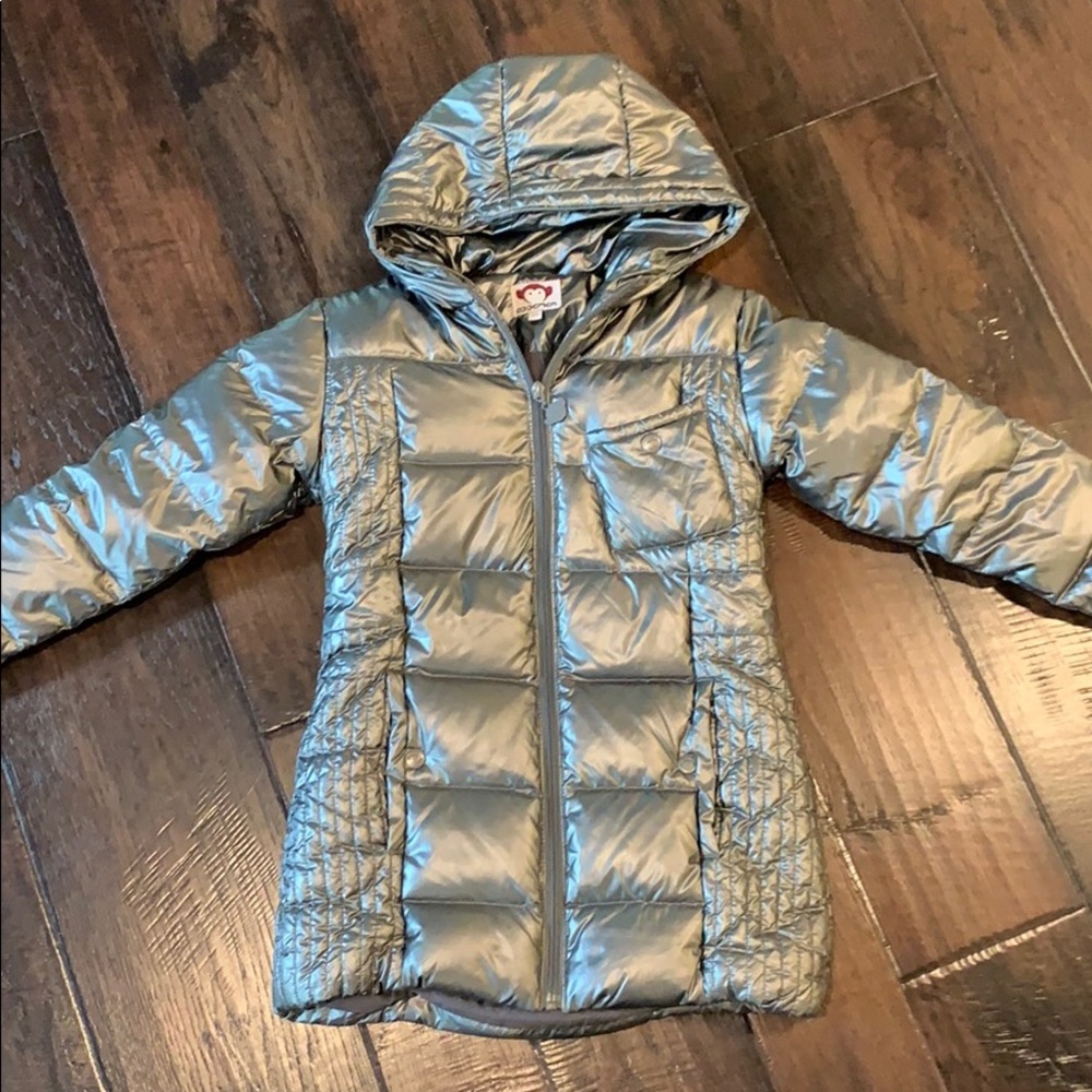 Girls APPAMAN gunmetal down coat size 7